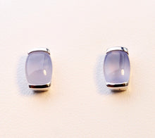 14K white gold post earrings with Calcedony