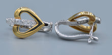 14K Yellow Gold and Diamond Heart-shaped Earrings