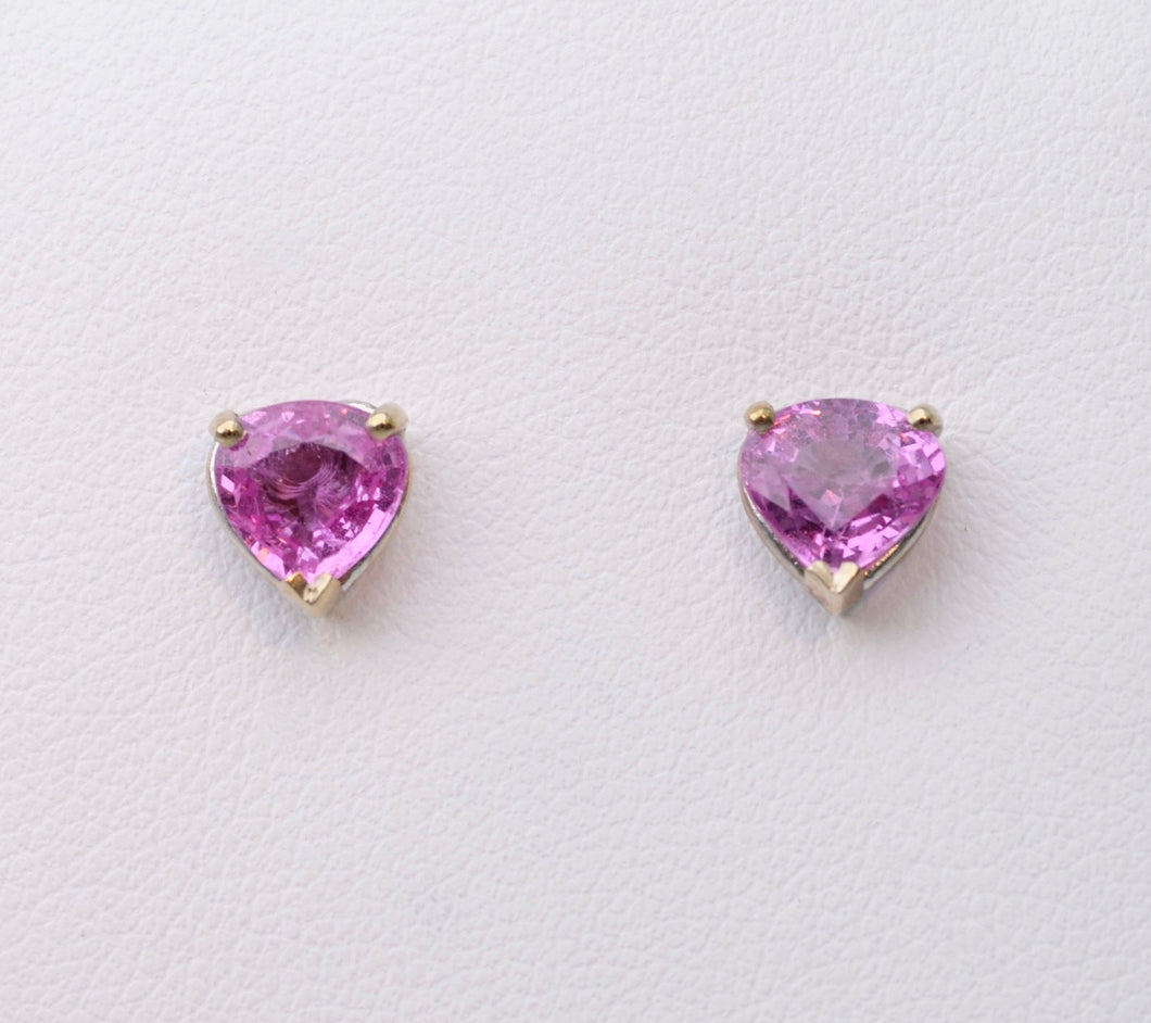 Pink Sapphire Post Earrings in 14K White Gold