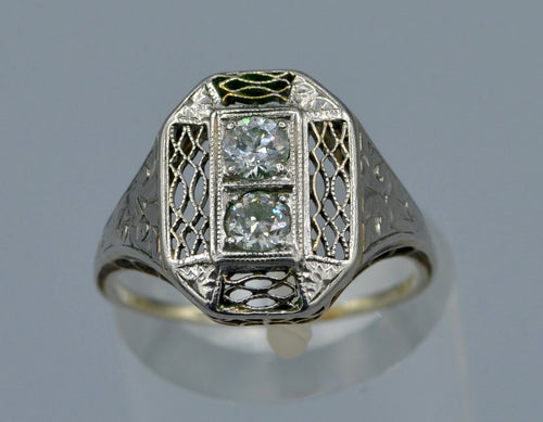 14K white gold Antique Art Deco diamond ring