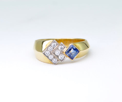 Italian-design Sapphire and Diamond Ring