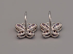 14K white gold Amethyst/Diamond butterfly earrings