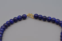 16" Lapis Lazuli bead necklace with 18K handmade gold beads