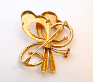 18K yellow gold hand-made brooch from Europe