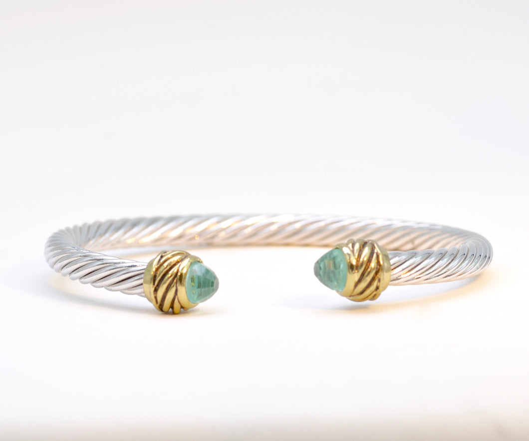 Bangle with Faceted Light Blue Stone