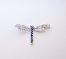 18K White Gold Diamond and Sapphire Dragonfly Pin