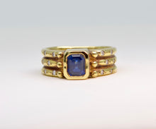Sapphire Ring in 18K Gold with Pave Diamonds