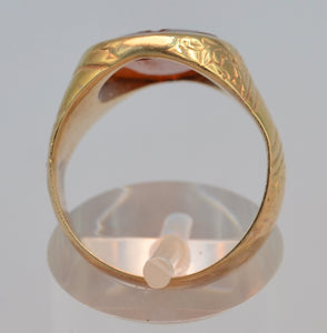 14K yellow gold Victorian ring with old Roman Intaglio