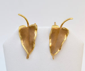 14K Art Nouveau-style Leaf Earrings