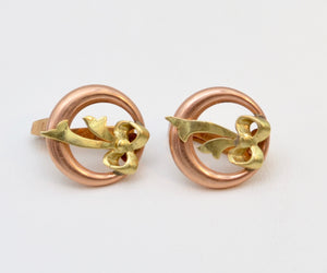 14K Yellow and Rose Gold Bow Earrings