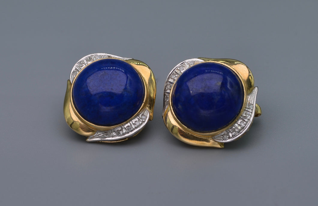 14K yellow gold Lapis Lazuli earrings