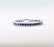 18K white gold Sapphire band with French-cut Blue Sapphires all around