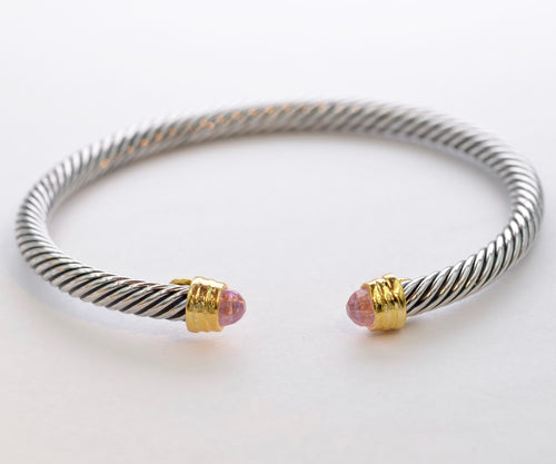 Bangle with Faceted Pink Stone