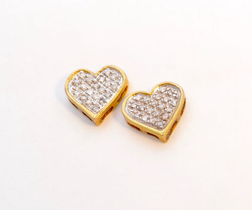 Sterling Silver/Gold Plated Heart-Shaped Diamond Post Earrings